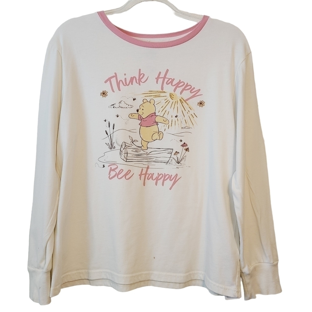 Disney | Women's Adult Think Happy Winnie the Pooh Long Sleeve Tee (Size Medium)